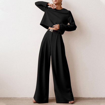 Elegante Frauenhosen Langarm Shirt Satz Damen