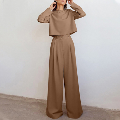 Elegante Frauenhosen Langarm Shirt Satz Damen