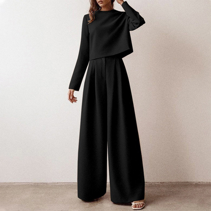 Elegante Frauenhosen Langarm Shirt Satz Damen