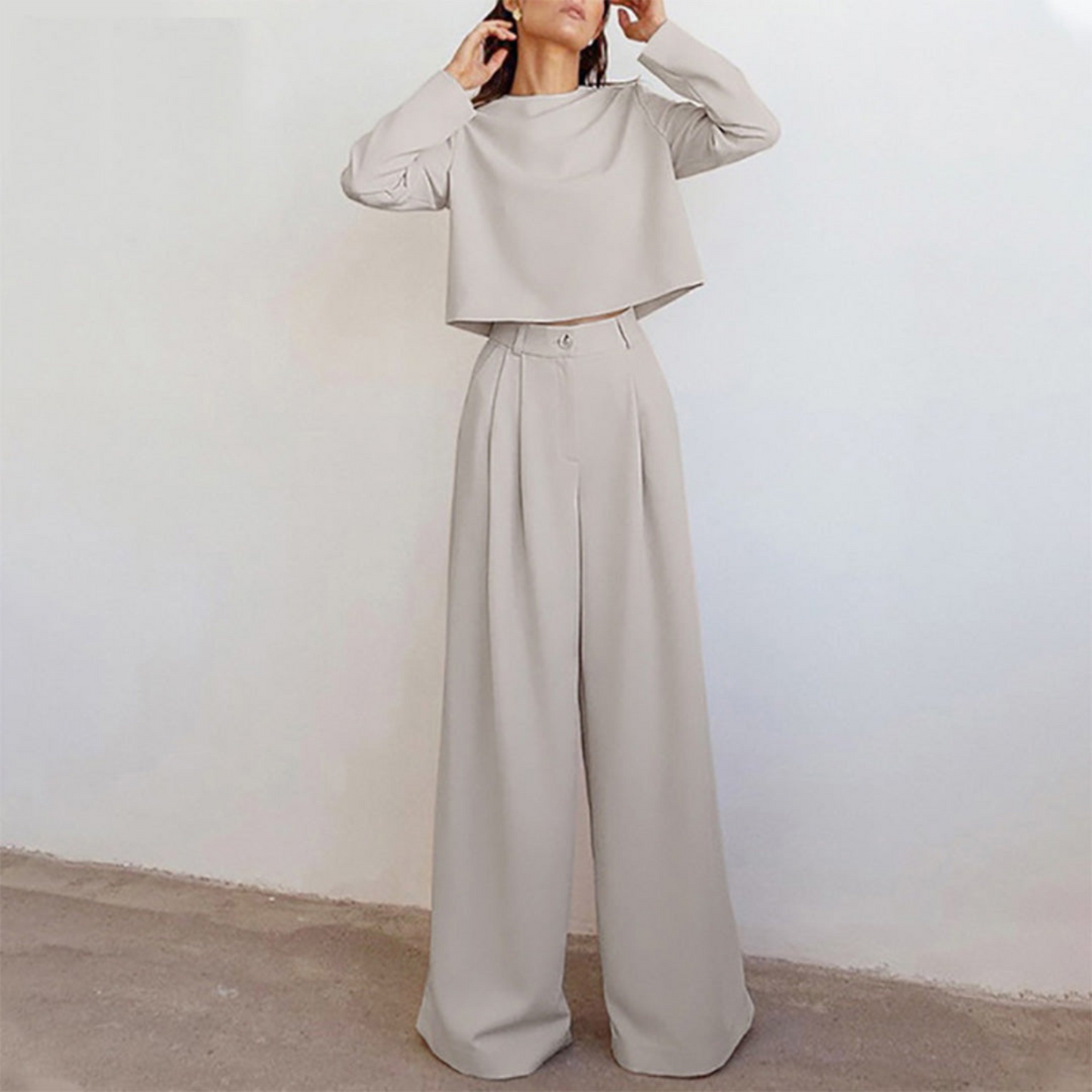 Elegante Frauenhosen Langarm Shirt Satz Damen