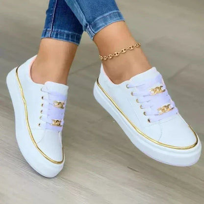 Damen Sneaker Bequem Schnürschuhe Alltagsschuh