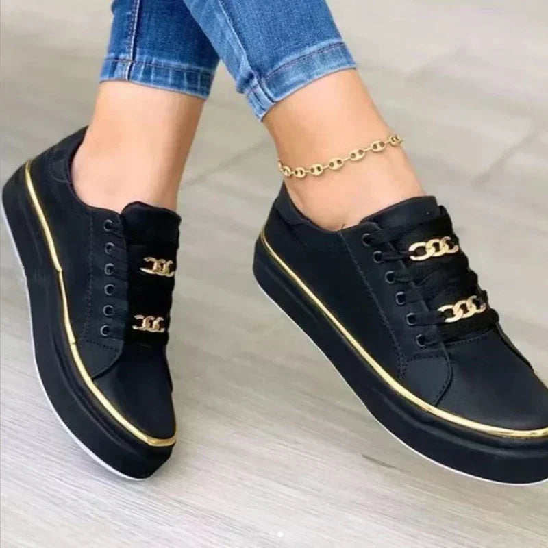 Damen Sneaker Bequem Schnürschuhe Alltagsschuh