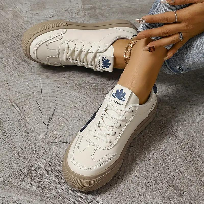 Damen Sneaker Dicksohlige Schnürschuhe Low Top Skate Schuhe