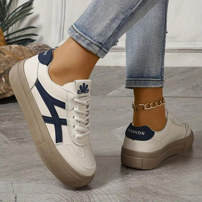 Damen Sneaker Dicksohlige Schnürschuhe Low Top Skate Schuhe