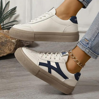 Damen Sneaker Dicksohlige Schnürschuhe Low Top Skate Schuhe