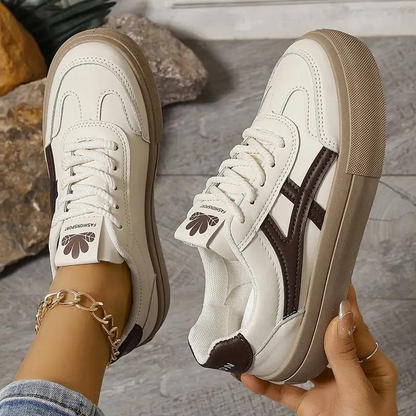 Damen Sneaker Dicksohlige Schnürschuhe Low Top Skate Schuhe