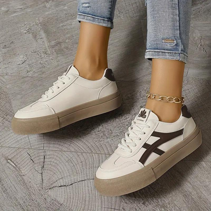 Damen Sneaker Dicksohlige Schnürschuhe Low Top Skate Schuhe