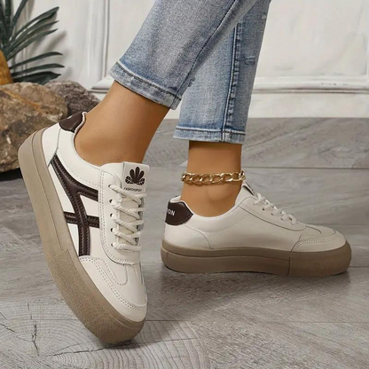 Damen Sneaker Dicksohlige Schnürschuhe Low Top Skate Schuhe