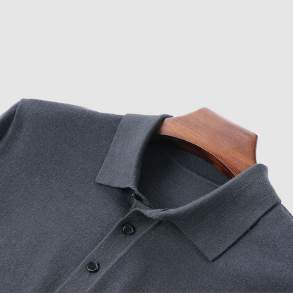Herren Langarmshirt Merino Wolle Polo Kragen Warm