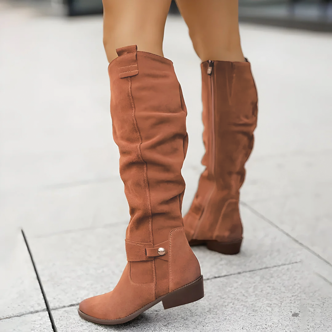 Stiefel Kniehoch Wildleder Braun Damen