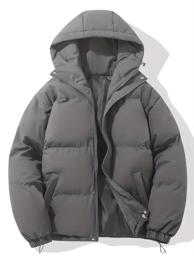 Daunenjacke | Mit Kapuze | Gefüttert | Daunenjacke | Winterjacke für Männer-Dunkelgrau-S-Chaps Herrenmode