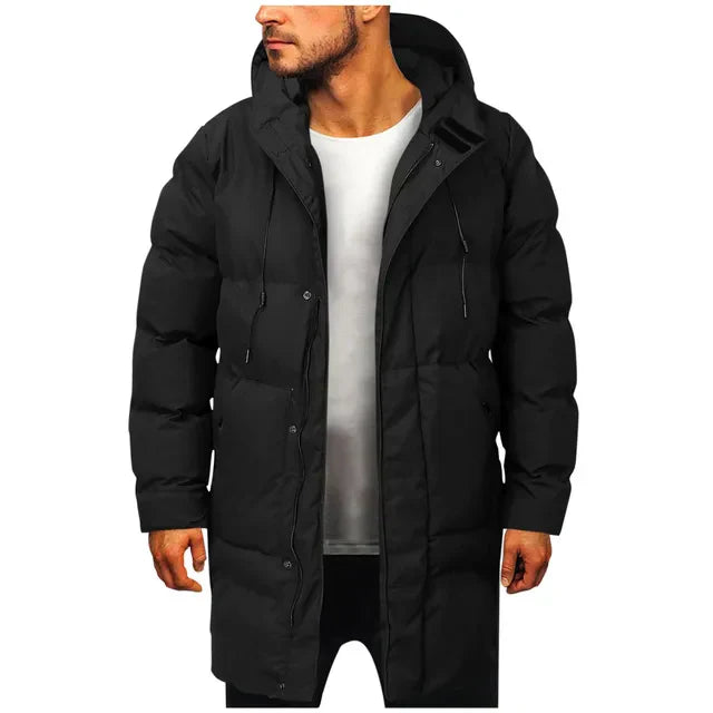 Daunenjacke | Mit Kapuze | Mittellang | Daunenjacke | Wintermantel für Männer-Schwarz-S-Chaps Herrenmode