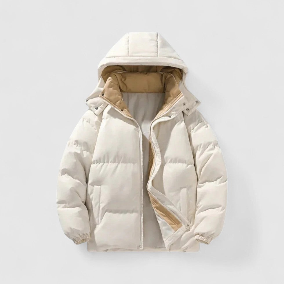 Daunenjacke – Warm – Mit Kapuze – Winterjacke – Daunenjacke für Männer-Weiß-S-Chaps Herrenmode