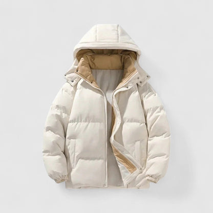 Daunenjacke – Warm – Mit Kapuze – Winterjacke – Daunenjacke für Männer-Weiß-S-Chaps Herrenmode