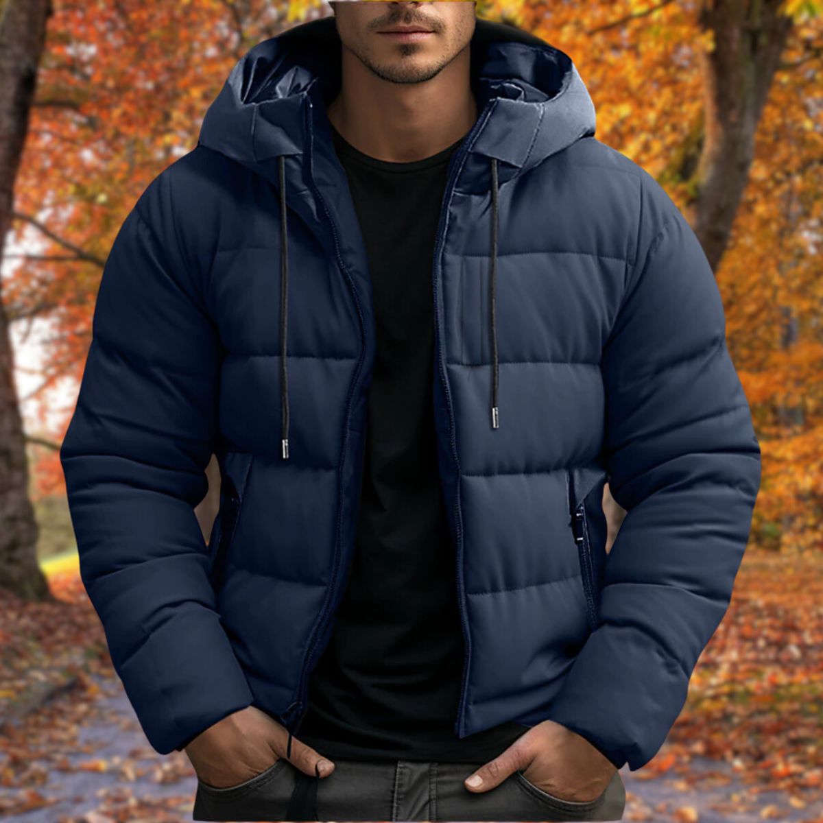 Herren Daunenjacke Warm Mit Kapuze Winter - BerlinGlamour