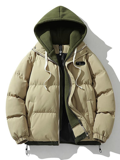 Daunenjacke – Warme Winterjacke mit Kapuze für Männer-Khaki-S-Chaps Herrenmode