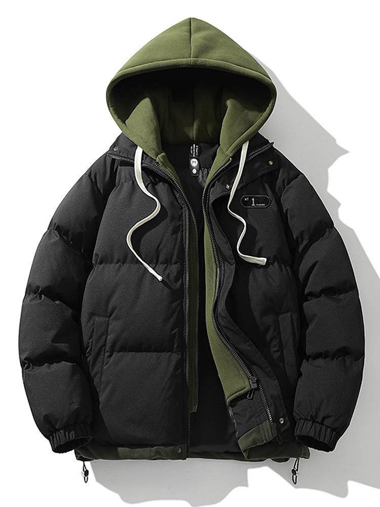 Daunenjacke – Warme Winterjacke mit Kapuze für Männer-Schwarz-S-Chaps Herrenmode