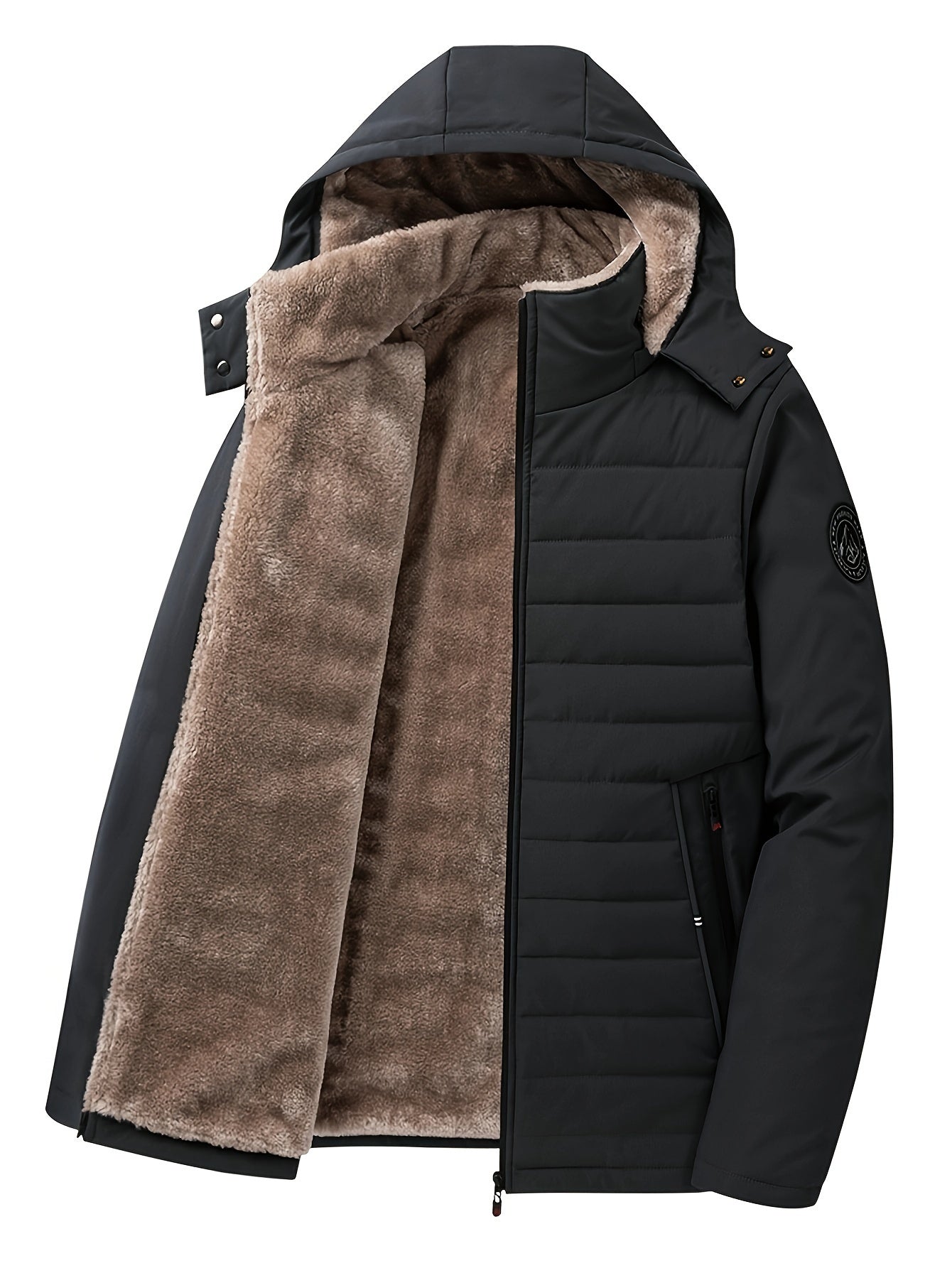 Herren Daunenjacke Warm Fleece Winterjacke mit Kapuze - BerlinGlamour