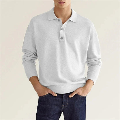 Herren Poloshirt Langarm Klassisch Elegant