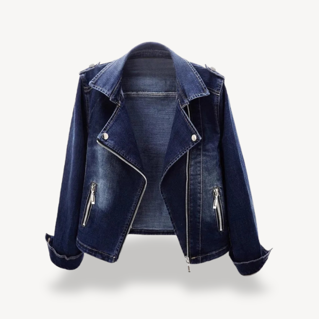 Denim-Bikerjacke für Damen | Loravelle 0