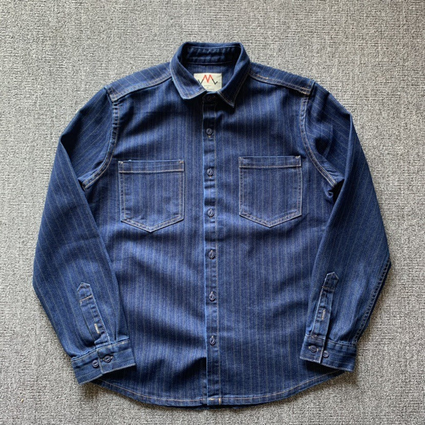 Herren Denim Hemd Langarm mit Brusttaschen - BerlinGlamour