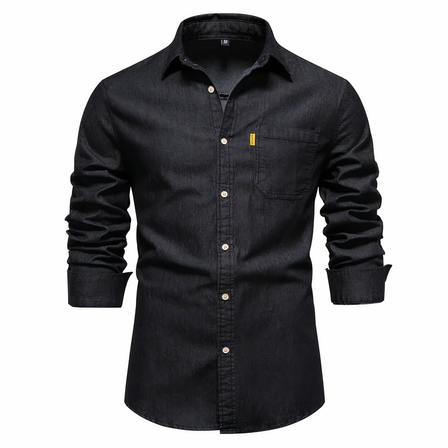 Herren-Hemd Blau Denim Langarm Knopfleiste - BerlinGlamour