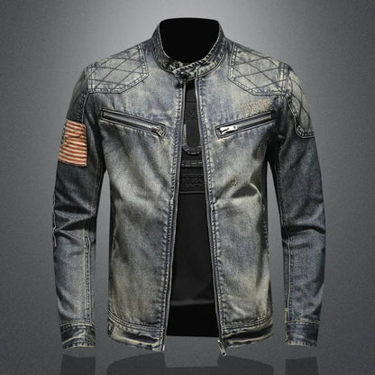 Herren Denimjacke Zip Up Dunkelblau Herbst - BerlinGlamour