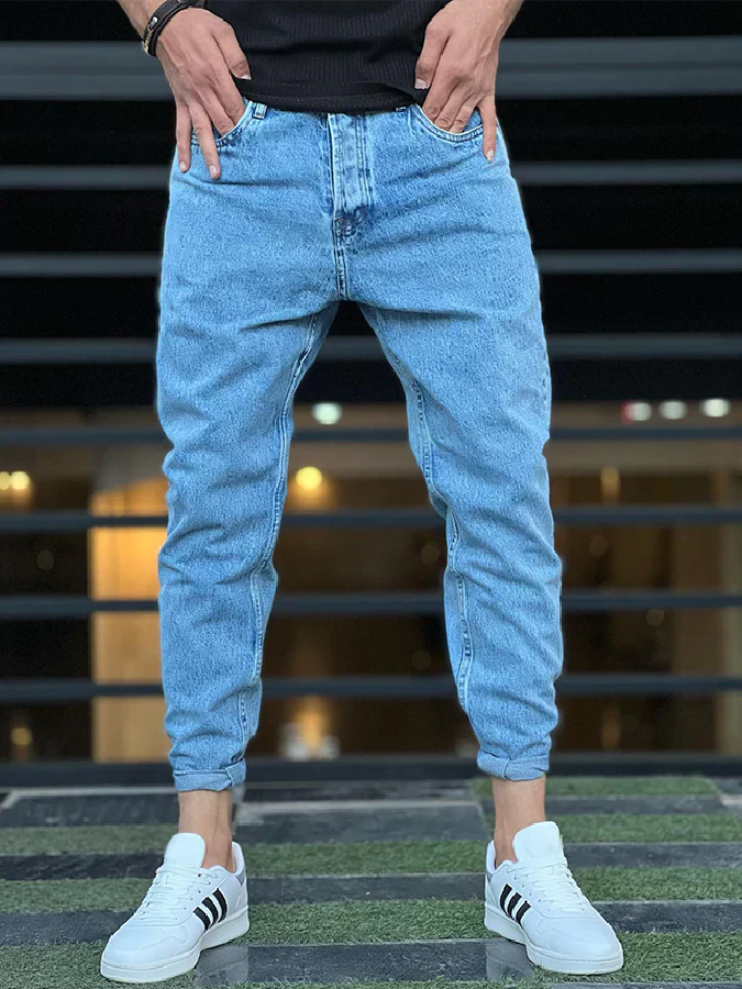 Herren Jogginghose Blau Lockere Passform Denim Jogger - BerlinGlamour