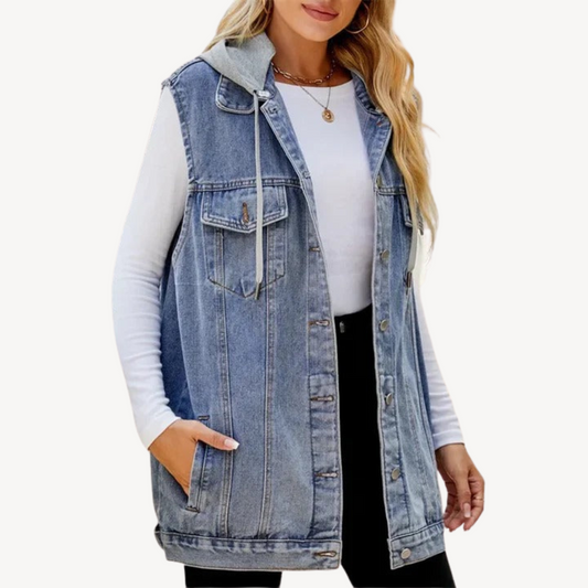 Denim-Kapuzenweste für Damen | Loravelle 0