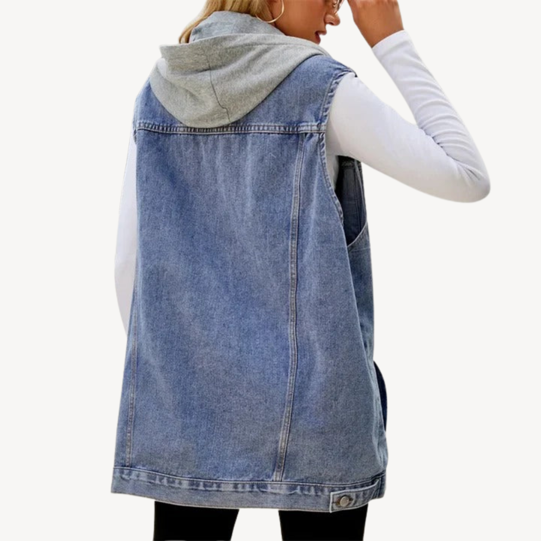 Denim-Kapuzenweste für Damen | Loravelle 1