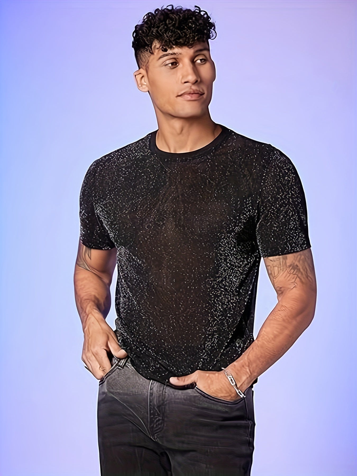 Männer T-Shirt Semi Rundhals Sexy Modern
