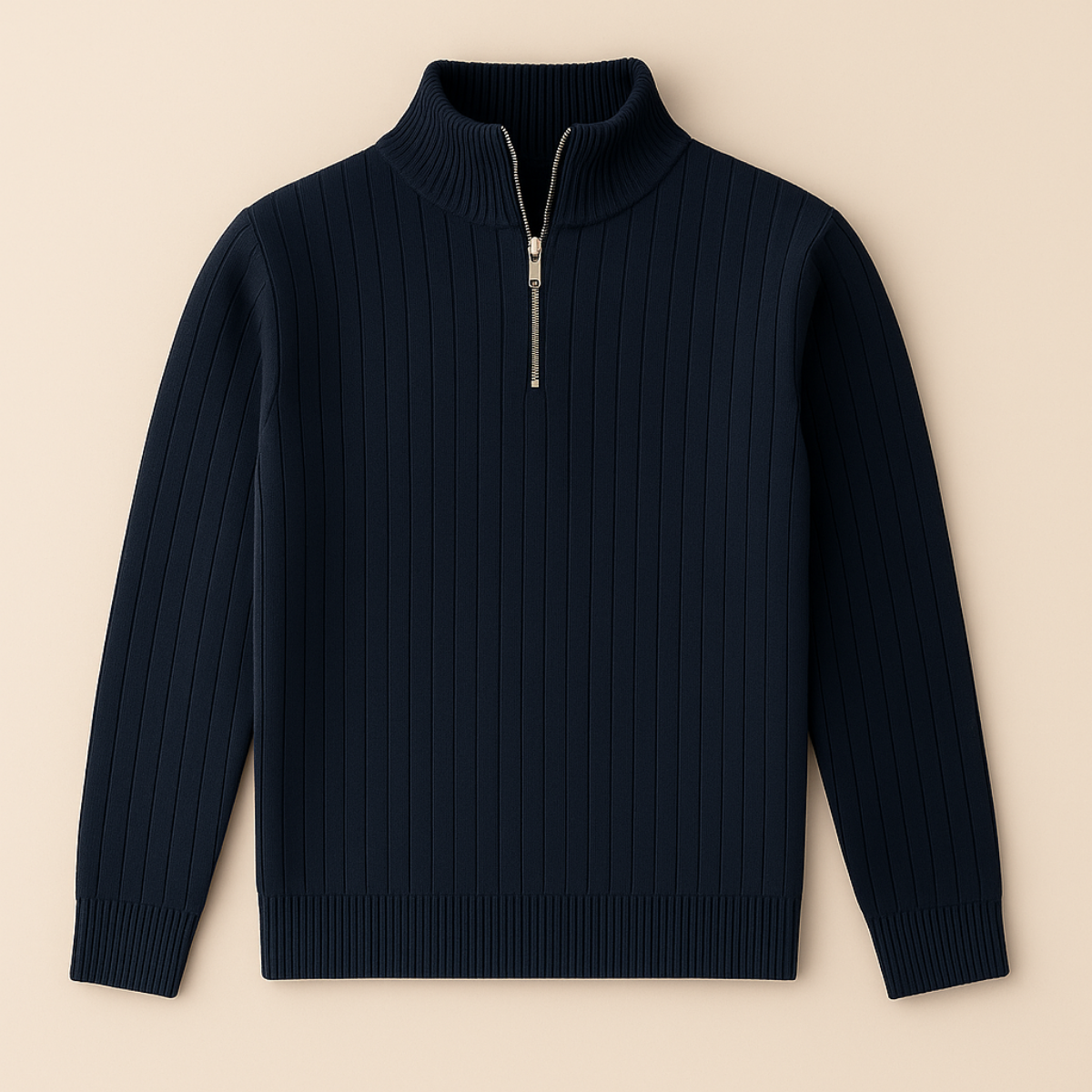 Der Ashford Rippstrickpullover mit halbem Reißverschluss für Herren 0