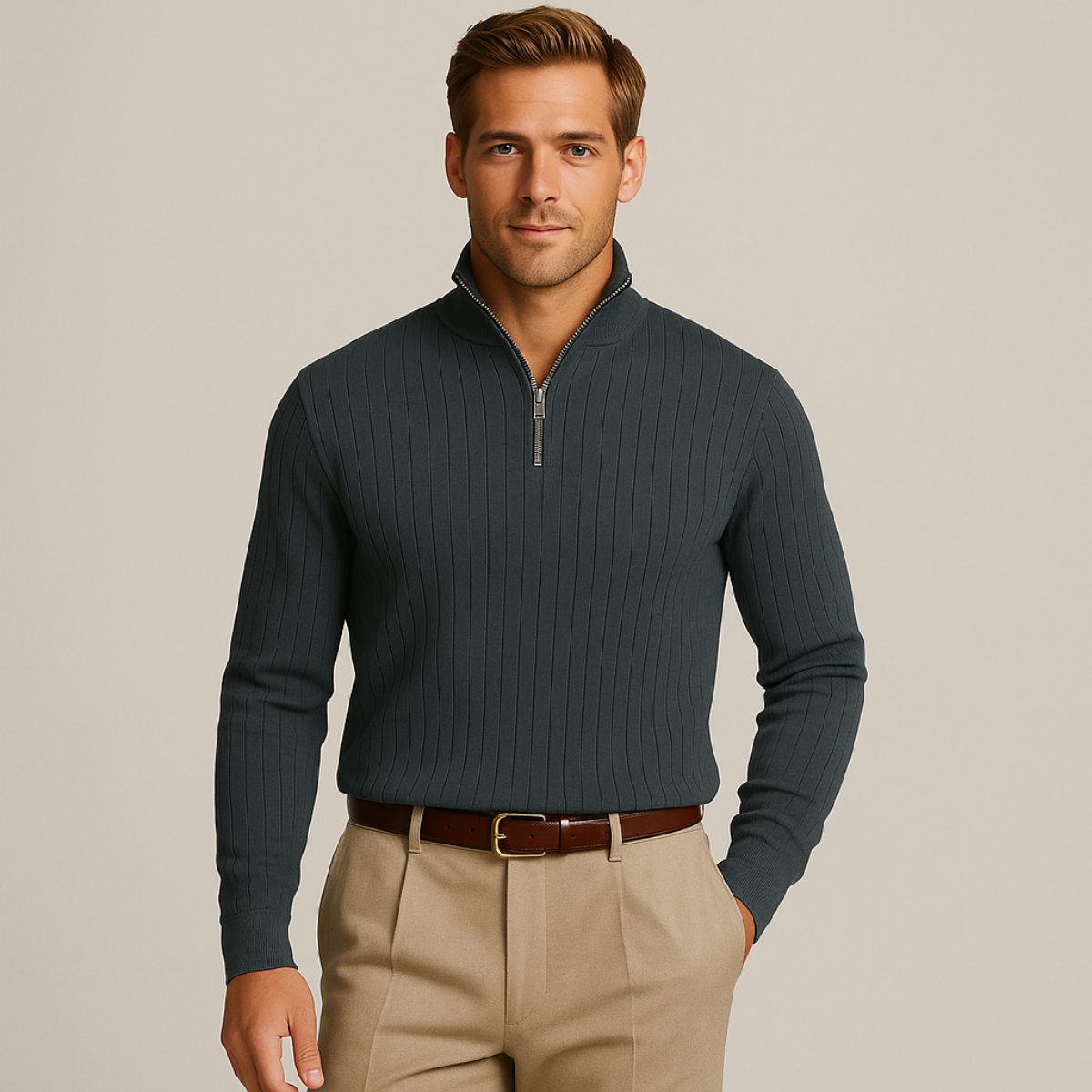 Der Ashford Rippstrickpullover mit halbem Reißverschluss für Herren 3