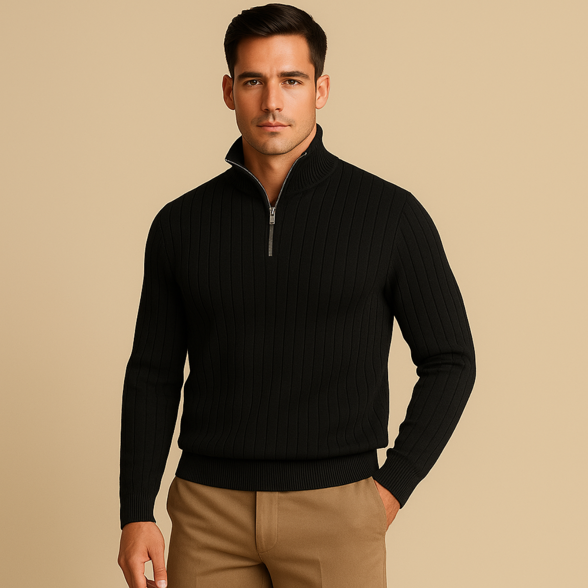 Der Ashford Rippstrickpullover mit halbem Reißverschluss für Herren 5