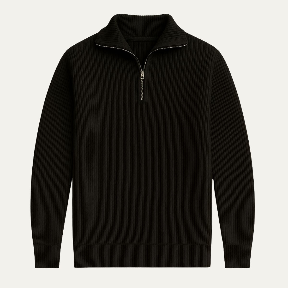 Der Merino-Strickpullover mit Viertelreißverschluss 0