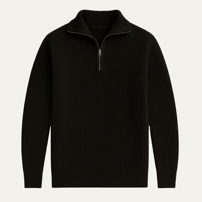 Der Merino-Strickpullover mit Viertelreißverschluss 0