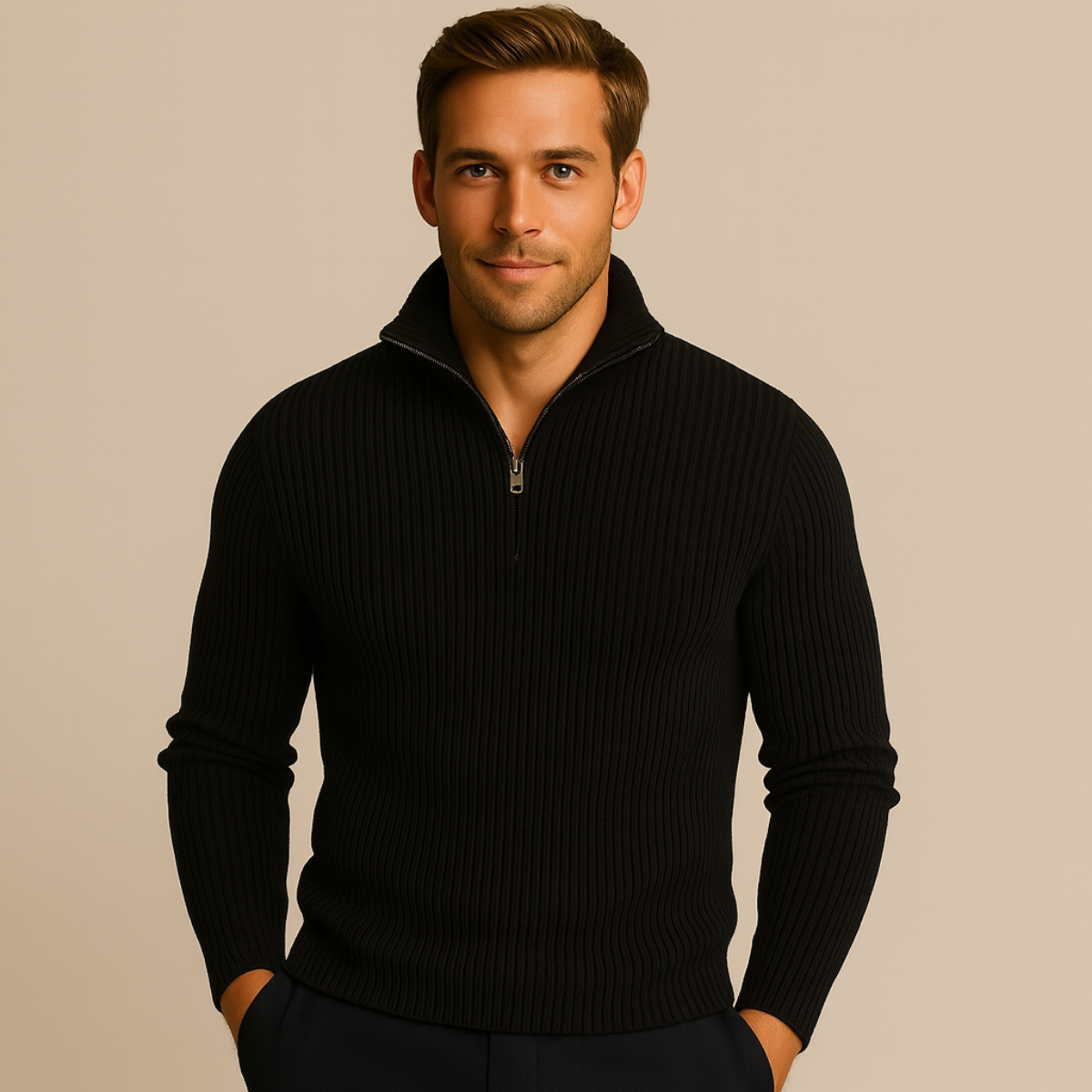 Der Merino-Strickpullover mit Viertelreißverschluss 1