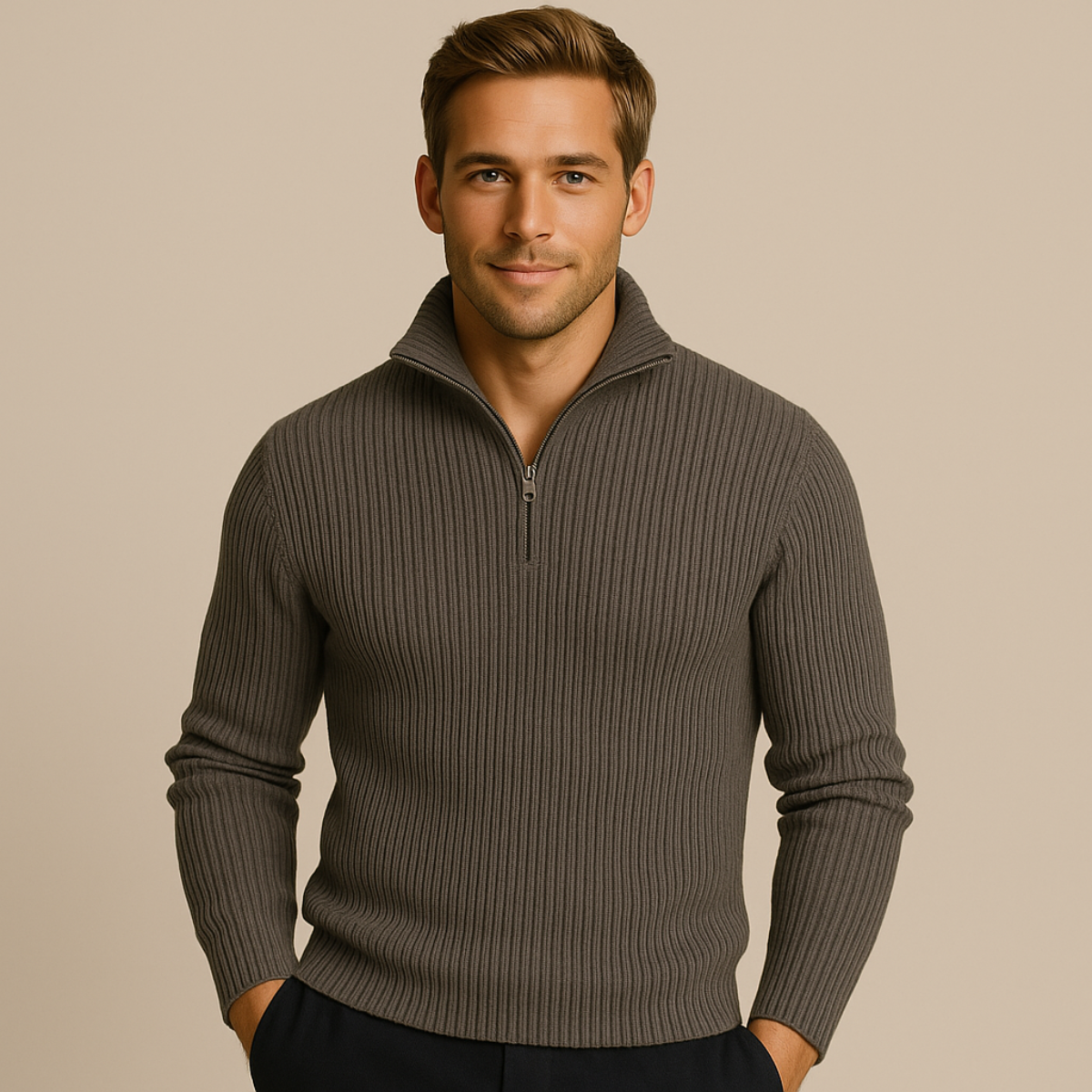Der Merino-Strickpullover mit Viertelreißverschluss 3