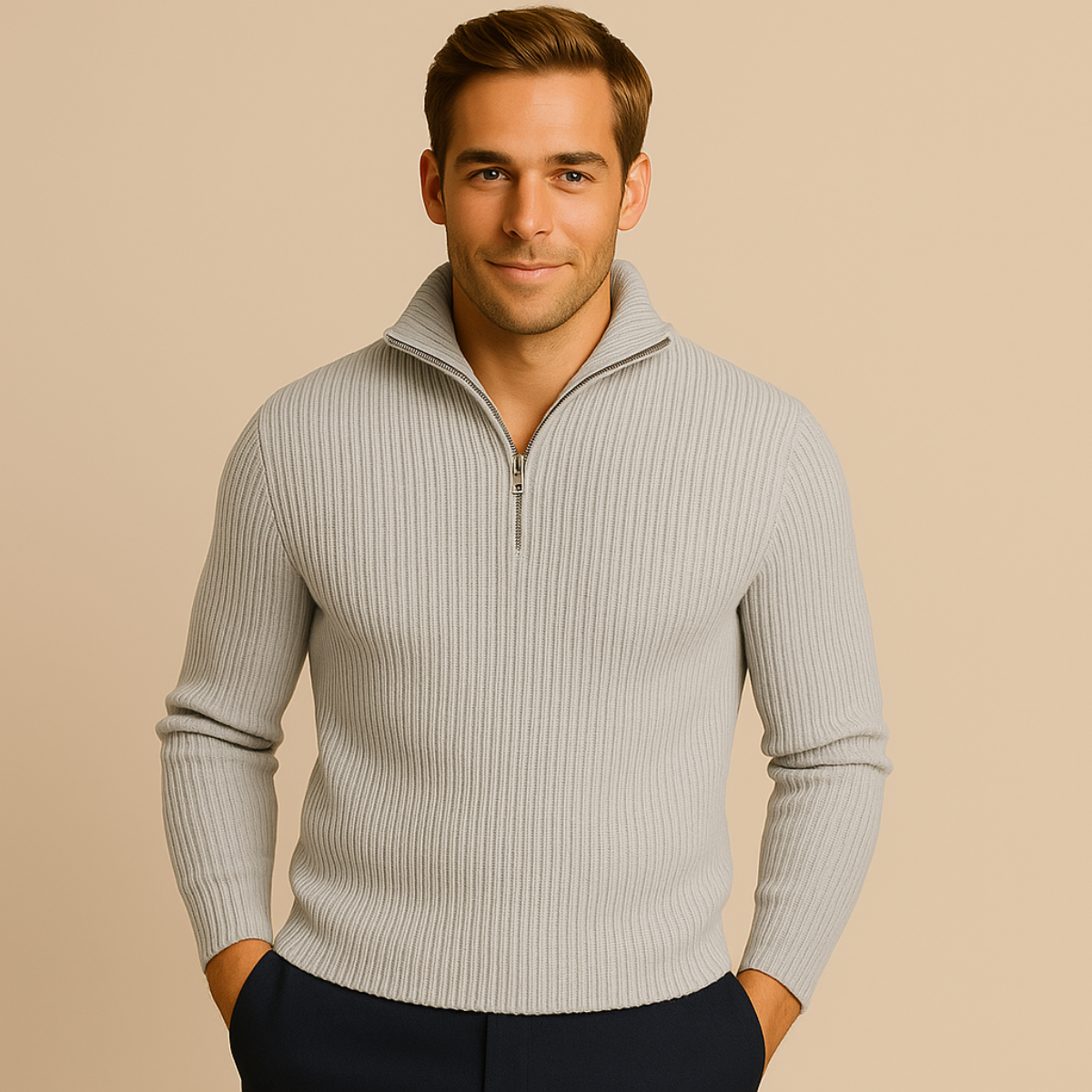 Der Merino-Strickpullover mit Viertelreißverschluss 7