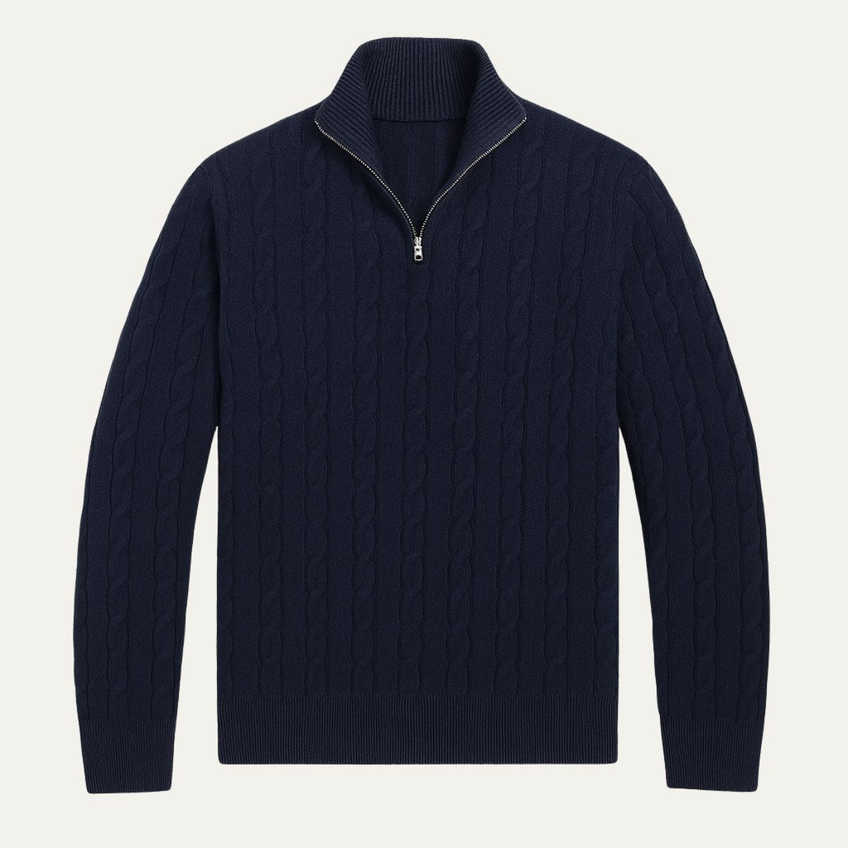 Der St. Moritz Zopfstrickpullover mit Reißverschluss für Herren – im Stil des alten Geldes 1
