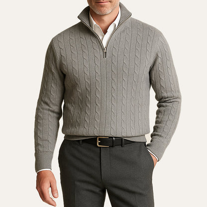 Der St. Moritz Zopfstrickpullover mit Reißverschluss für Herren – im Stil des alten Geldes 5