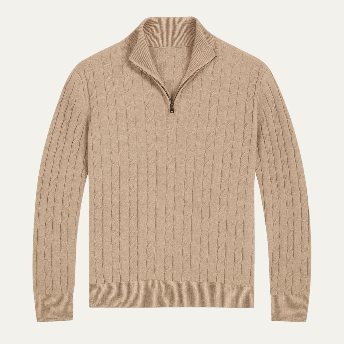 Der St. Moritz Zopfstrickpullover mit Reißverschluss für Herren – im Stil des alten Geldes 6