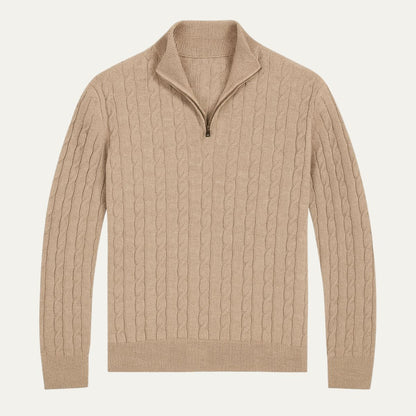 Der St. Moritz Zopfstrickpullover mit Reißverschluss für Herren – im Stil des alten Geldes 6