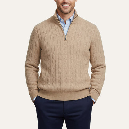 Der St. Moritz Zopfstrickpullover mit Reißverschluss für Herren – im Stil des alten Geldes 7