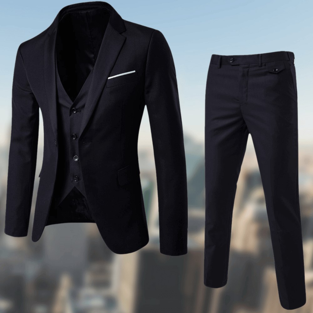 Herrenanzug 3-teilig Elegant Slim Fit Schwarze - BerlinGlamour