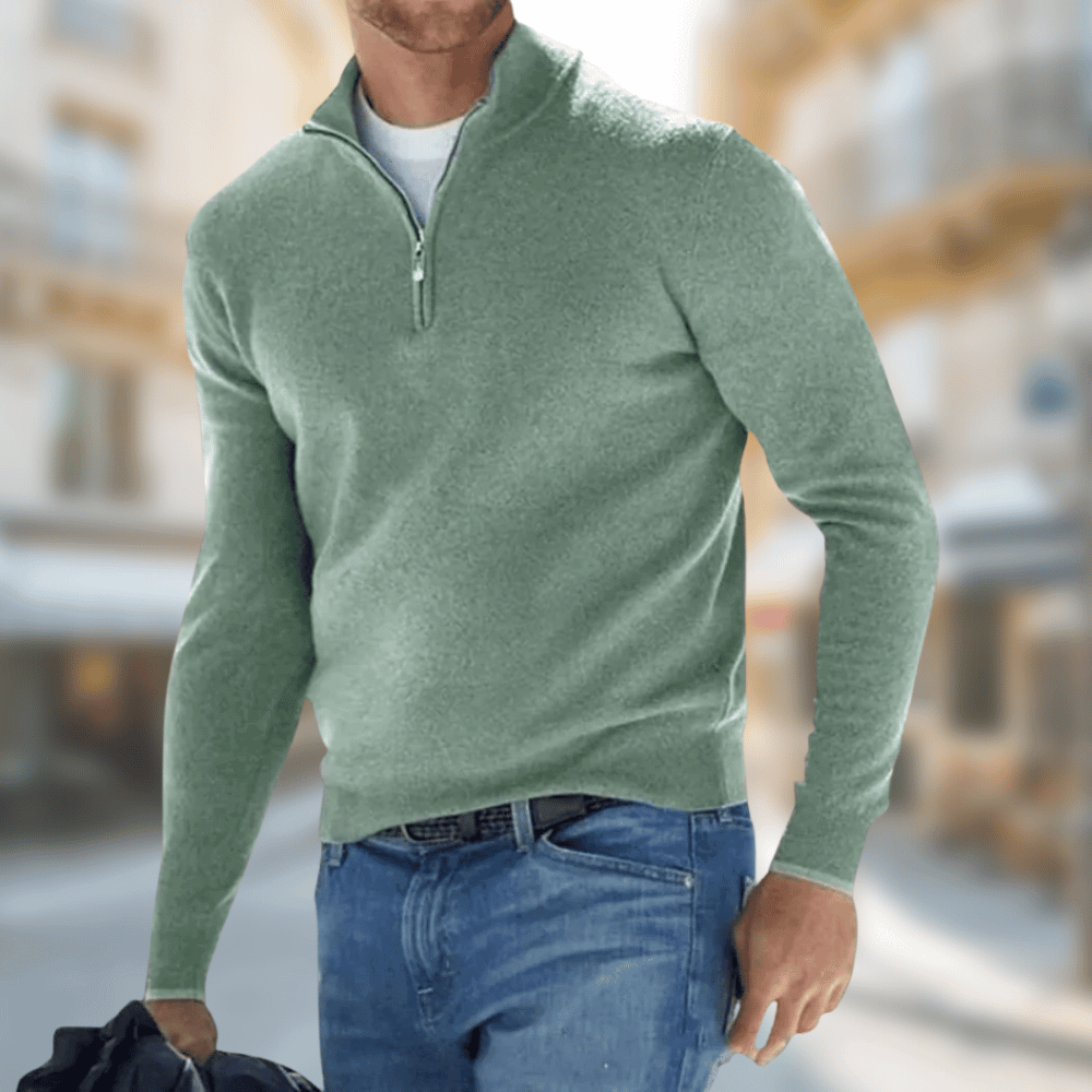 Herren Pullover mit Reißverschluss Kragen Modern