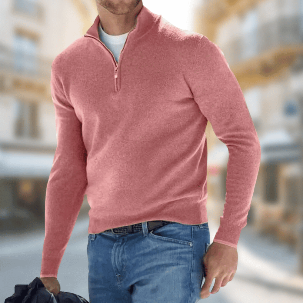 Herren Pullover mit Reißverschluss Kragen Modern