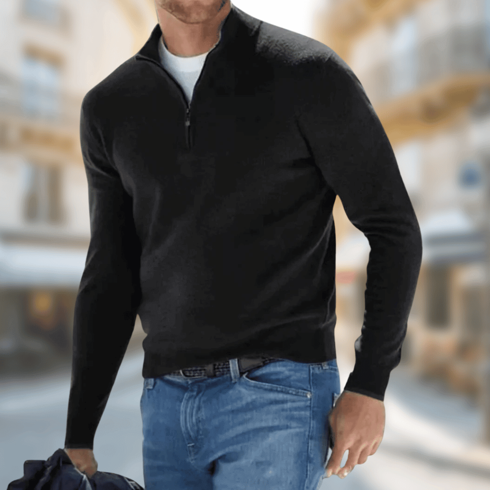 Herren Pullover mit Reißverschluss Kragen Modern