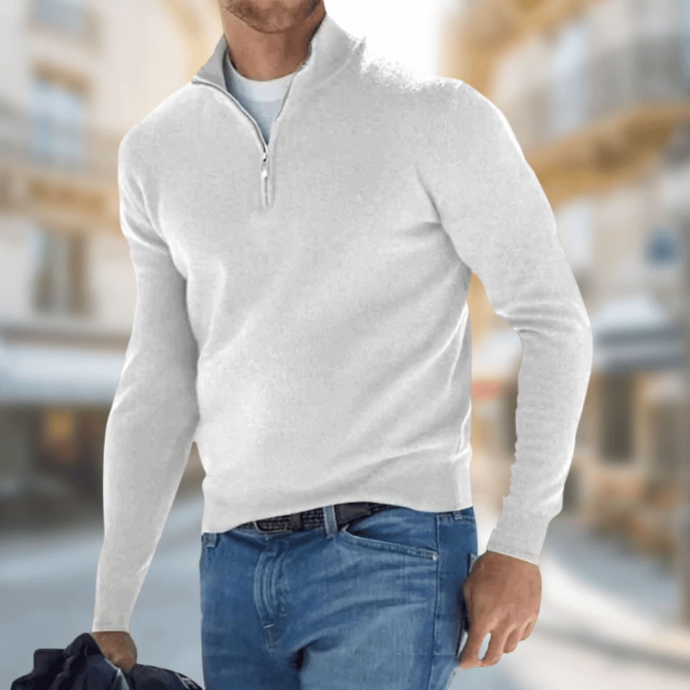 Herren Pullover mit Reißverschluss Kragen Modern