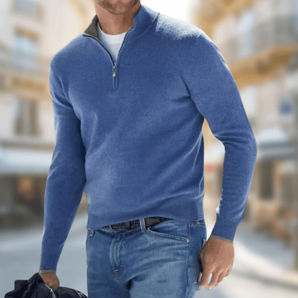 Herren Pullover mit Reißverschluss Kragen Modern - BerlinGlamour
